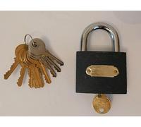 CAST PADLOCK WITH 10 KEYS - PADLOCK SIZE 64 MM X 50 MM X 25 MM