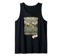 Cast Your Cares, Fish with Faith, 1 Peter 5:7 Tank Top