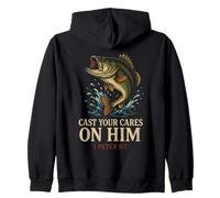 Cast Your Cares On Him 1 Peter 5 7 Quote Christian Faith Zip Hoodie