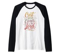 Cast Your Cares on The Lord 1 Peter 5:7 Raglan Baseball Tee