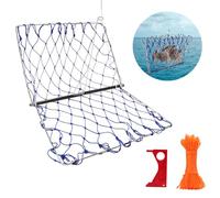 Castable Crab Trap, Foldable Crabbing Net with Rope and Bait Clip Portable Crab Drop Net Crab Snare Equipment for Crabbing Catch Crayfish Shrimp (Blue)