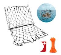 Castable Crab Trap, Foldable Crabbing Net with Rope and Bait Clip Portable Crab Drop Net Crab Snare Equipment for Crabbing Catch Crayfish Shrimp (Black)