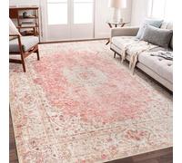 Castage 5x7 Area Rugs Washable,Pink Rug for Living Room Bedroom Kitchen,Large Boho Vintage Bohemian Distressed Carpet Non Slip,Blush