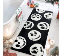 Castage Halloween Bathroom Rugs Black and White Bath Mat for Bathroom Tub Kitchen Bedroom Entryway Long Runner Skull Ghost Shower Rug Horror Decor Cute Cartoon Gothic
