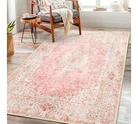 Castage Pink Rug 3x5,Washable Area Rugs for Bedroom Living Room Kitchen Entryway,Small Boho Vintage Bohemian Distressed Non Slip Carpet,Blush