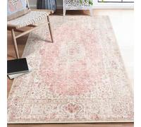 Castage Pink Rug 4'x6.5',Washable Area Rugs for Bedroom Living Room Kitchen Entryway,Small Boho Vintage Bohemian Distressed Non Slip Carpet,Blush