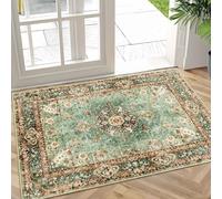 Castage Small Rugs 2x3,Green Rug for Entryway Bathroom Bedroom Kitchen Entrance Doormat,Boho Vintage Bohemian Distressed Washable Oriental Accent Floor Throw Carpet Non Slip