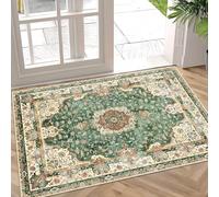 Castage Small Rugs 2'x3',Green Rug for Entryway Bathroom Kitchen Entrance Doormat,Boho Vintage Bohemian Distressed Washable Accent Indoor Mat Floor Throw Carpet Non Slip,Retro Sage Floral