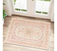 Castage Small Rugs 2x3,Pink Rug for Entryway Bathroom Entrance Doormat | Boho Vintage Bohemian Distressed Farmhouse Washable Accent Floor Throw Carpet Non Slip for Bedroom Kitchen,Blush Floral