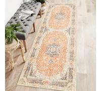 Castage Washable Runner Rug 2x6,Boho Rug Runners Non Slip,Long Rugs for Hallways Kitchen Bedroom Entryway Bathroom,Vintage Bohemian Distressed Farmhouse Floor Carpet,Retro Orange Grey Floral