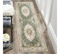 Castage Washable Runner Rug 2x6,Green Rug Runners Non Slip,Long Boho Rugs for Hallways Kitchen Bedroom Entryway Living Room Bathroom,Vintage Bohemian Distressed Floor Carpet,Floral