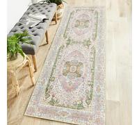 Castage Washable Runner Rug 2x6,Pink Rug Runners Non Slip,Long Boho Rugs for Hallways Kitchen Bedroom Entryway Living Room Bathroom,Vintage Bohemian Distressed Floor Carpet,Blush Green