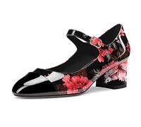 Castamere Mid Chunky Block Heel Round Cap Toe Mary Jane Pumps Court Shoe Prom Dress 5 CM Heels Multicolor A 6 UK