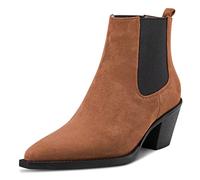 Castamere Women Chunky Block Low Kitten Heel Close Pointed Toe Ankle Boots Short Bootie Slip-on Office Dress 6.5 CM Heels Boots Brown A 3.5 UK