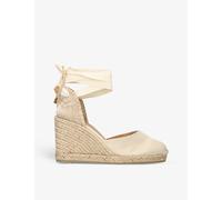 Castaner Womens Castaner Carina Self-Tie Cotton Wedge Espadrilles Cream Eur 38/5 UK Women