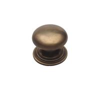 Castelion® Antique Brass Finish Bun Cabinet Knob | Solid Brass Bun Knob for Cupboards, Furniture and Doors | for Interior Use | Fixing Screws Included | 45mm