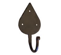 Castelion® Black Wrought Iron Coat Hook with Curl : Hand-Forged Gothic Style Hook with Beeswax Finish