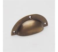 Castelion® Brass Antique Finish Drawer Pull 9.8cm (3.8in) | Solid Brass Cup Pull Handle for Cupboards and Furniture | Hand Polished and Unlacquered for Interior Use