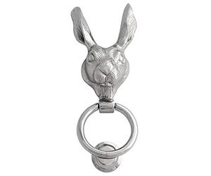 Castelion® Chrome Country Hare Door Knocker | High Quality Home Accessories | Chrome Plated Solid Brass Front Door Knocker | Easy to Attach | Animal Home Decor | 22cm