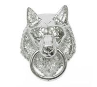 Castelion® Chrome Wolf Door Knocker | High Quality Decorative Home Accessories | Solid Brass with Chrome Plating Classical Door Knocker with Unique Design | Easy to Install | 16cm (6.3")