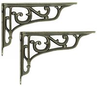 Castelion® Pair of Cast Iron Edwardian Scroll Shelf Brackets | Home Accessories | Shelf Hardware | Ornate Home Decor | Shelving Brackets and Supports | 15cm x 22cm / 6" x 9"