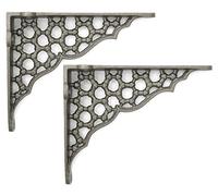 Castelion® Pair of Honeycomb Shelf Brackets - Brass or Cast Iron 6" x 5" (15cm x 12cm) [Cast Iron]