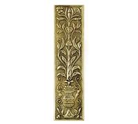 Castelion® Solid Brass Flowers and Vase Design Finger Plate| Brass Door Accessories | Ornate Home Decor Perfect for Traditional Homes Home Accessories | 11inch (27cm)