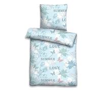 Castell 0560924 Satin Bed Linen Set with Microfibre Pillowcase 1x 155 x 220 cm and 1x 80 x 80 cm Ice Blue