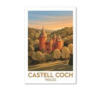Castell Coch, Wales - Romantic Red Castle in the Taff Valley | Travel Poster Print Gi Print on Canvas