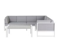 CASTELLA 6 Seater Garden Corner Sofa with Table Left Hand Grey Metal