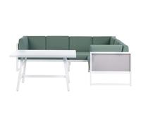 CASTELLA/FRATTE 6 Seater Garden Corner Sofa with Table Left Hand Green Metal