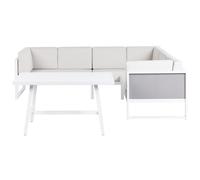 CASTELLA/FRATTE 6 Seater Garden Corner Sofa with Table Left Hand Off-White Metal