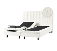 Beliani Adjustable Bed Boucle DUKE II 180 x 200 cm (EU Super King) Off-White, White