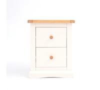 Castelli 2 Drawer Bedside Cabinet - White / Wood Knob