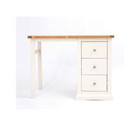 Castelli 3 Drawer Desk - Dressing Table Chrome Knob Cabinet Bits Off White One Size