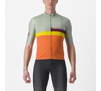 Castelli A Blocco Jersey Defender Green/Dark Red-Bordeaux-Passion Fruit-Scarlet Lava M Jersey