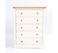 Castelli 5 Drawer Chest of Drawers Brass Knob Cabinet Bits Off White One Size