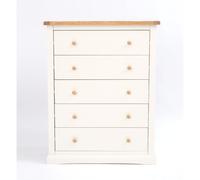 Castelli 5 Drawer Chest of Drawers Wood Knob Cabinet Bits Off White One Size