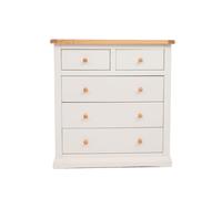 Castelli 5 Drawer Chest of Drawers Wood Knob Cabinet Bits Off White One Size