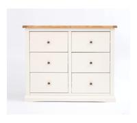 Castelli 6 Drawer Chest of Drawers Brass Knob Cabinet Bits Off White One Size