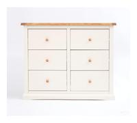 Castelli 6 Drawer Chest of Drawers Wood Knob Cabinet Bits Off White One Size