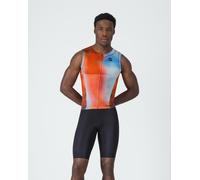 Castelli Free San Remo 3 Rosso Corsa Sleeveless Trisuit Orange Blue - M