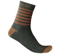 Castelli Go 15 Road Sock Military Green/Olive Green/Fiery Red