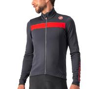 CASTELLI Men's Long Jersey, Dark Gray/Red Reflex, 3XL