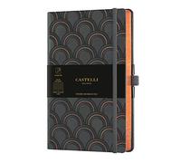 Castelli Milano COPPER & GOLD Art Deco Copper Notebook 13x21 cm Striped Page Hard Cover Colour Dark Grey 240 Pag