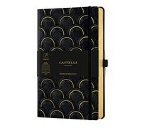 Castelli Milano Copper & Gold Art Deco Gold Notebook 13 x 21 cm Striped Page Hard Cover Black 240 Page