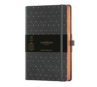 Castelli Milano COPPER & GOLD Honeycomb Copper Notebook 13x21cm Striped Page Hard Cover Dark Grey 240 Pag