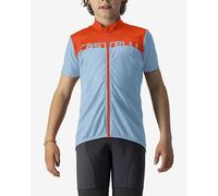 Castelli Neo ProLogo Short Sleeve Jersey Light Blue Lava Red Kids - 6