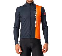 Castelli Traguardo FZ Long Sleeve Cycling Jersey - Savile Blue / Brilliant Orange / XSmall