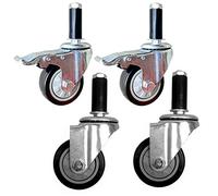 Caster Capable Of Braking Rotation, 4X Heavy Duty Expansion Tube Casters, 100mm Solid Rubber Wheels, Trolley Wheels with Brake, 4in